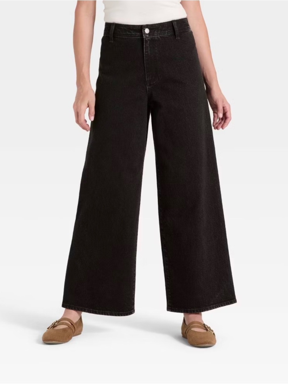 Universal Thread High Rise Sailor Wide Leg Jeans Black Size 12